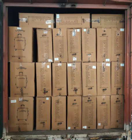Packed cartons prepared for luggage export logistics